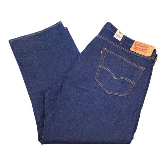 Levis 501 Original Stretch Straight Leg Jeans Mens W48 L30 Dark Wash Denim - Picture 1 of 12